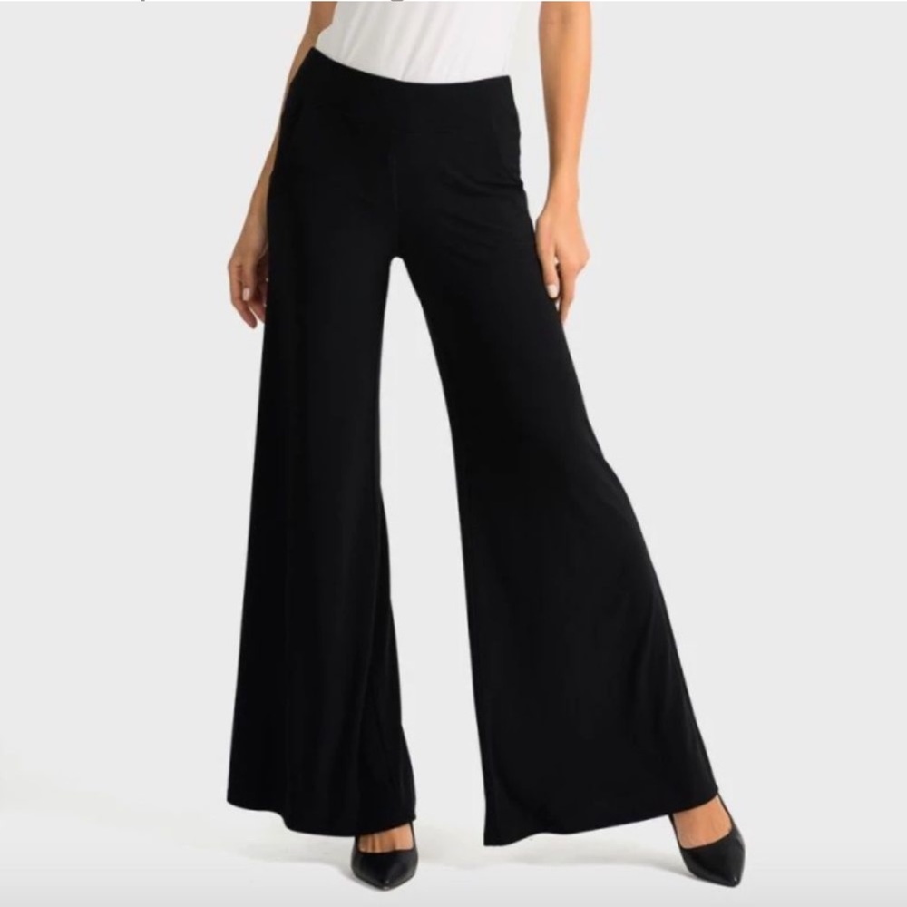 Lauren Ralph Lauren Flare Wide Leg Pull On Stretch Viscose Pants Black-1X